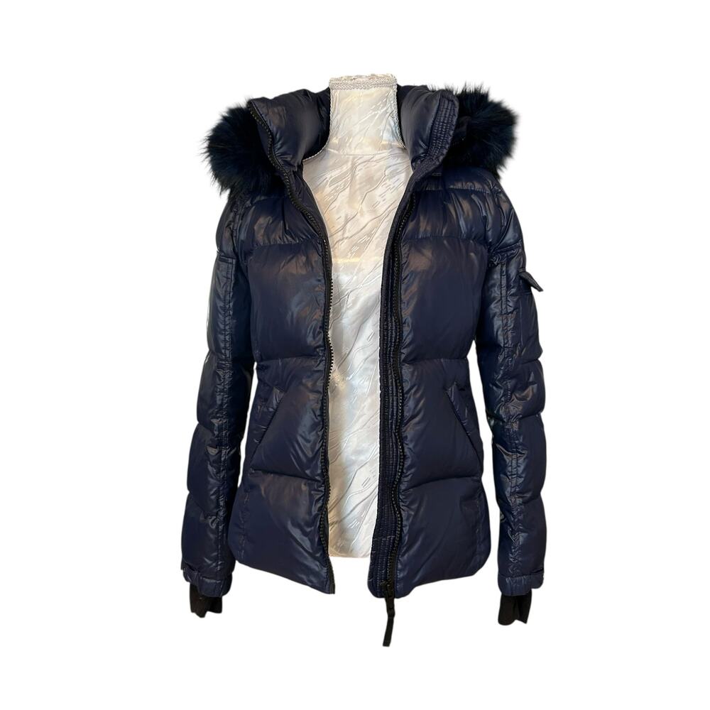 S13 New York Down Puffer Coat Faux Fur Hood Sz S - Picture 8 of 16